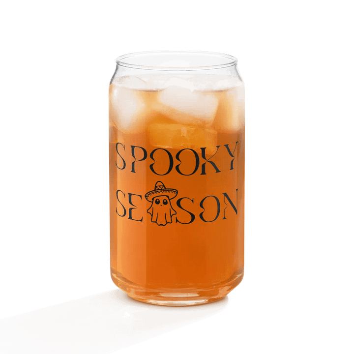 Spooky Season Sombrero Ghost Monochrome 16oz Can-Shaped Drinking Glass product image (2)