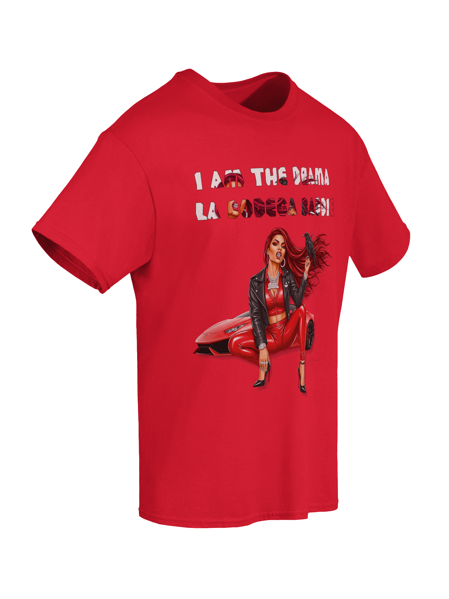 Bodega Baddie Cardi-Inspired Streetwear T-Shirt – Bronx Vibes, Red Lambo, Bold Viral Fashion | Created by Fitzroy Beckford (@fitzroyworld) product image (32)