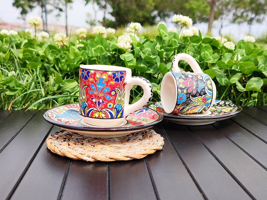 Ceramic coffee set (Iznik) — handmade pottery, Turkish ceramic product image (5)