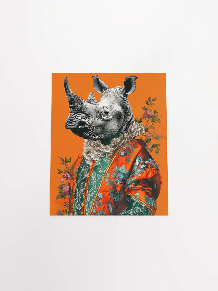 Rococo Rhino Portrait Burnt Orange Animal Fashion Art Print product image (12)