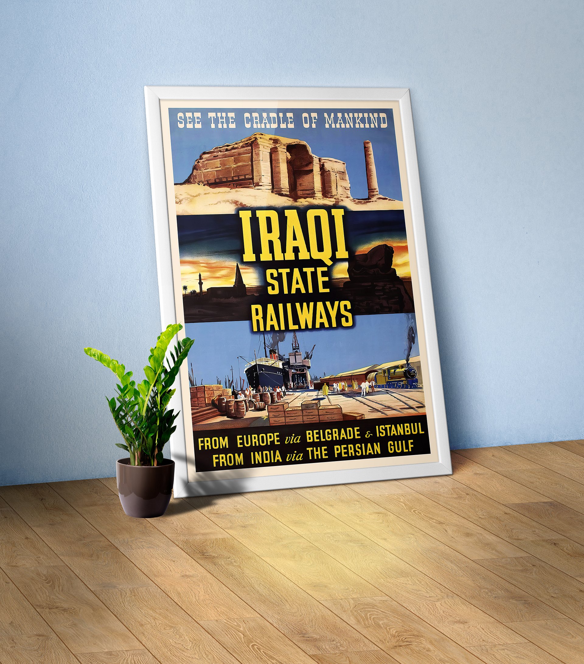 Iraqi State Railways, Europe, Istanbul, Turkey, 1950 — retro vintage travel poster, retro travel art, retro travel wall art product image (1)