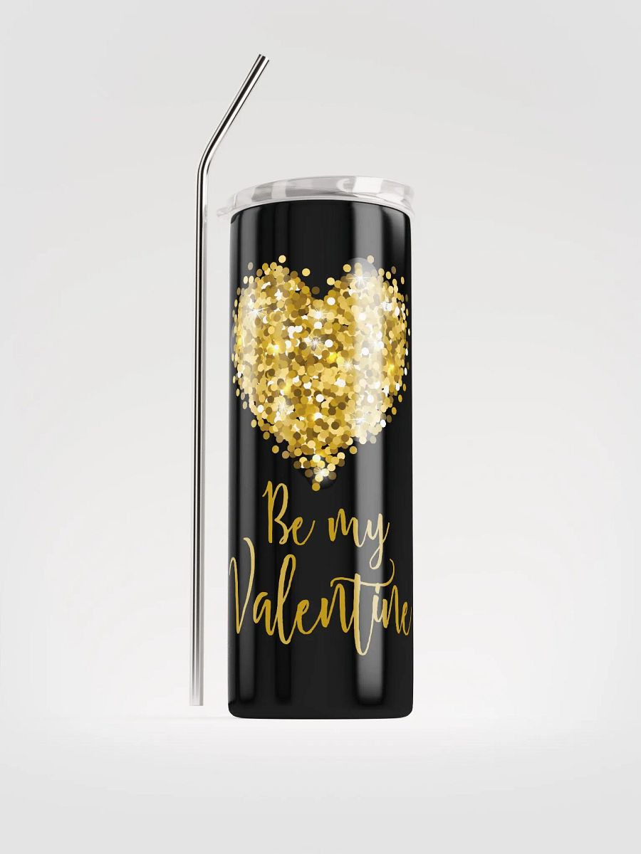 Golden Glitter Heart Be My Valentine Stainless Steel Tumbler: Sparkling Love product image (1)