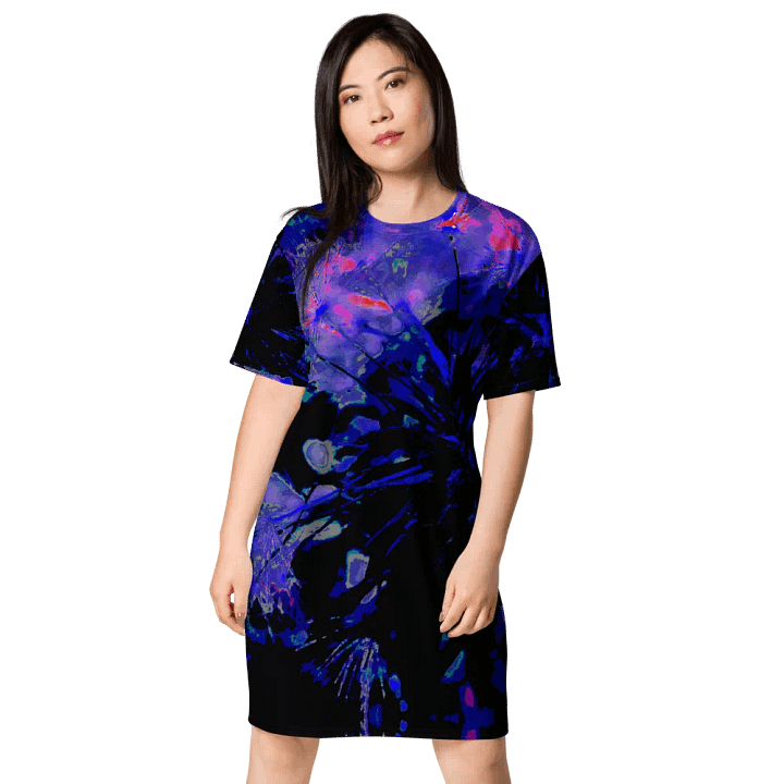 Abstract Funky Neon Dandelion Seeds Ladies T Shirt Dress product image (1)