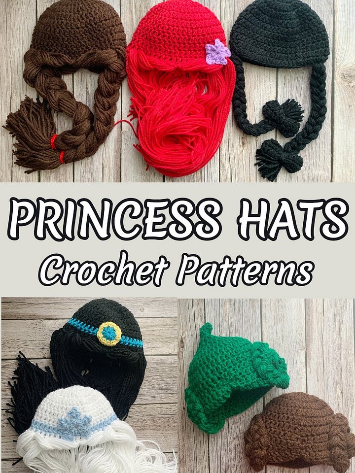 Crochet Wig Hats 3 in 1, Princess Hair Crochet Pattern product image (2)