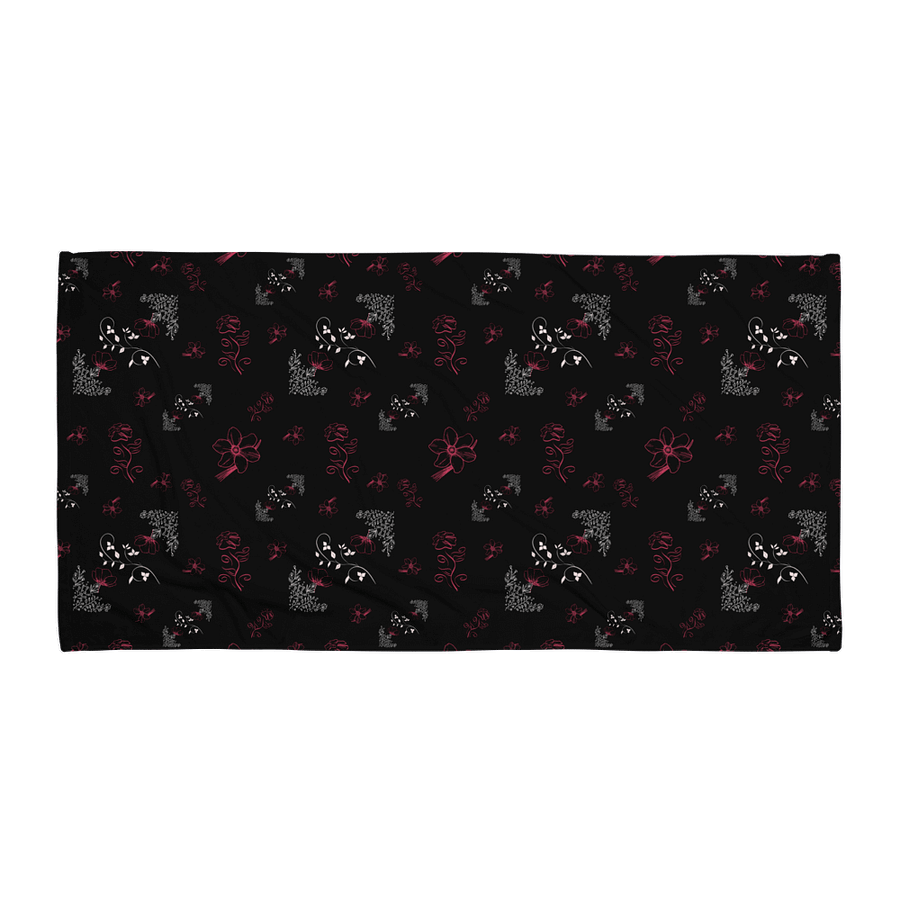 Red and White Flowers Black Towel product image (4)