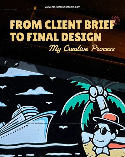 From a simple client brief to the final design — here’s my full process.
Sketching, inking, approval & payment, coloring, and...