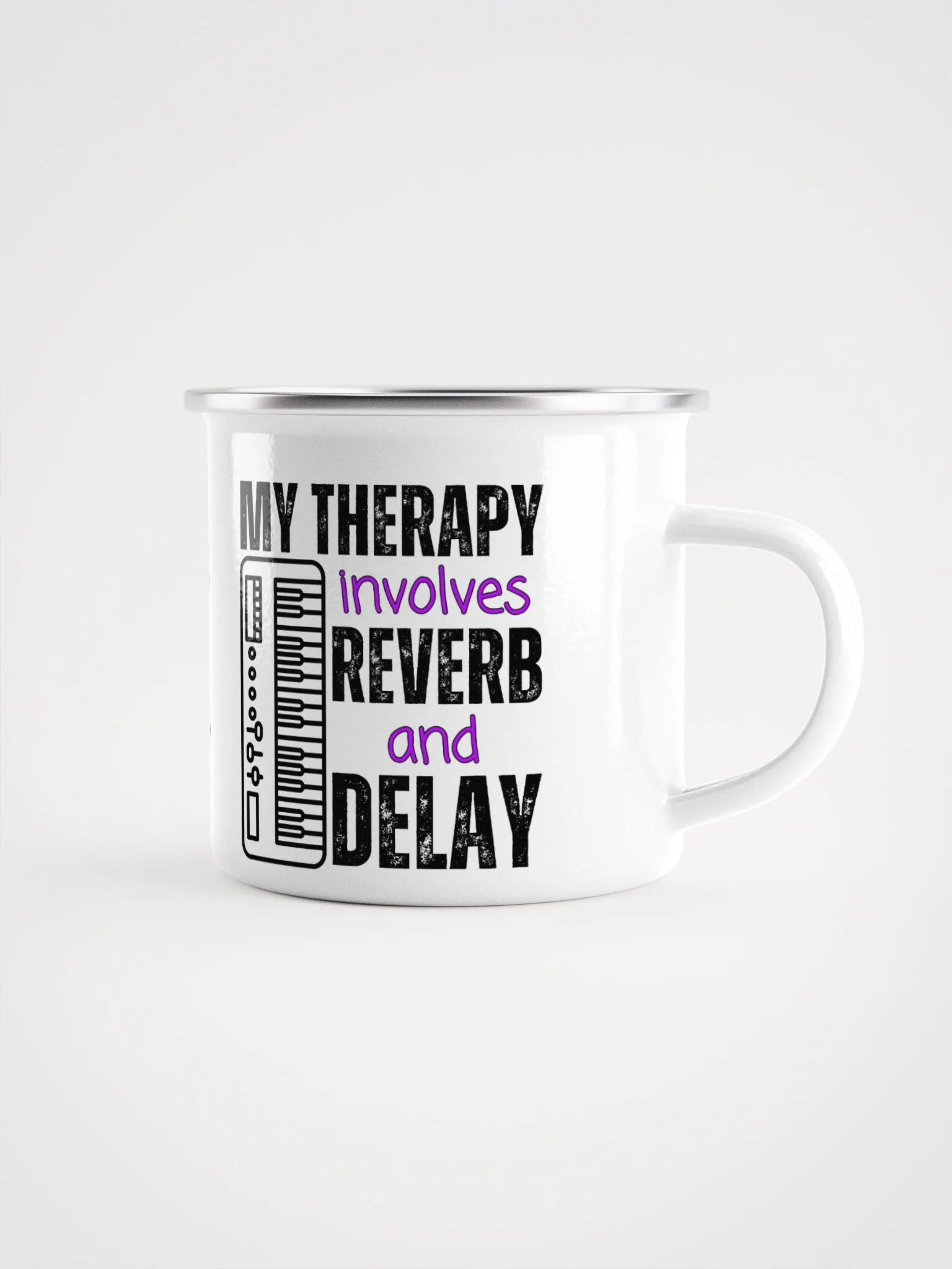 "My Therapy Involves Reverb and Delay" Enamel Coffee Mug product image (1)