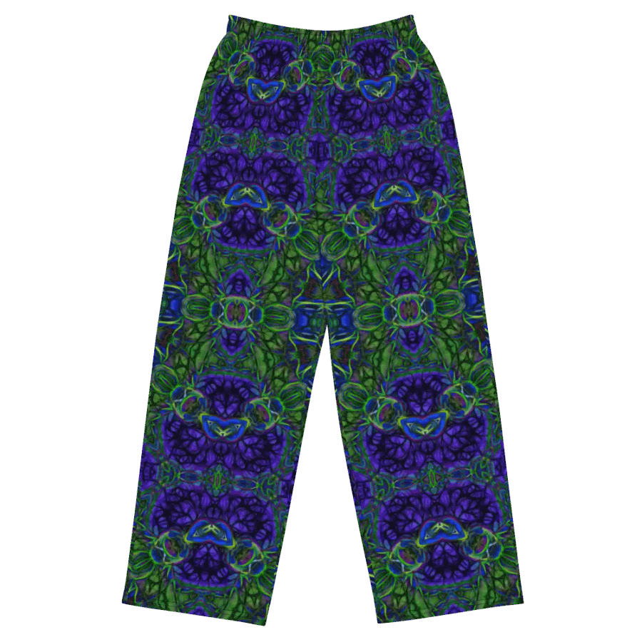 Blue Green Ribbon Kaleidoscope Wideleg Pants product image (2)