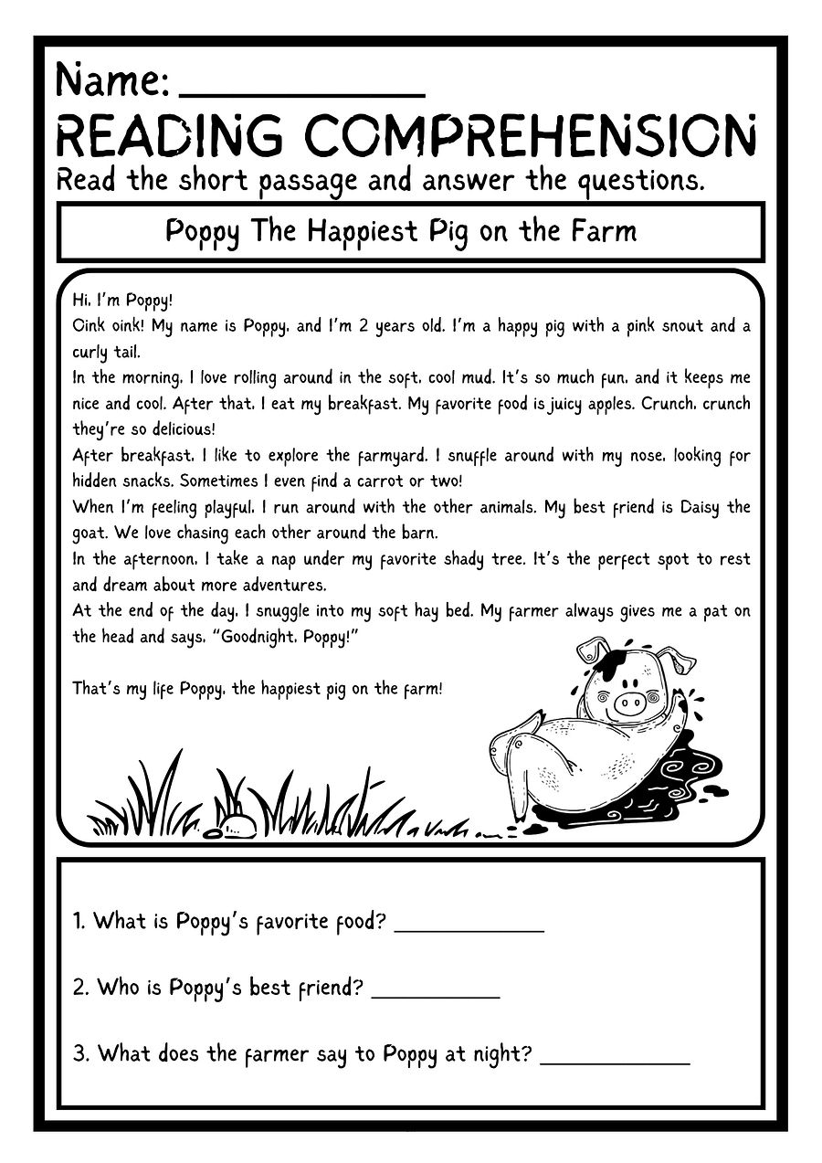 KINDERGARTEN READING COMPREHENSION WORKSHEET PRINTABLE product image (2)