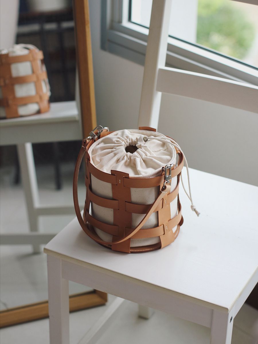 Vegetable Tanned Leather Caged Bucket Bag product image (6)