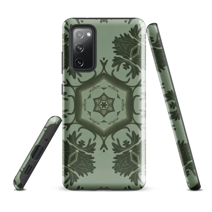 Tough Phone Case for Samsung® - Green Abstract Botanical Hex Geometric Pattern product image (1)