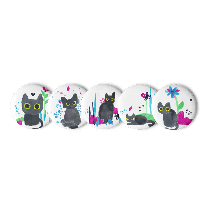 Derpy Floral Cat Fam - Set of Five 1.25