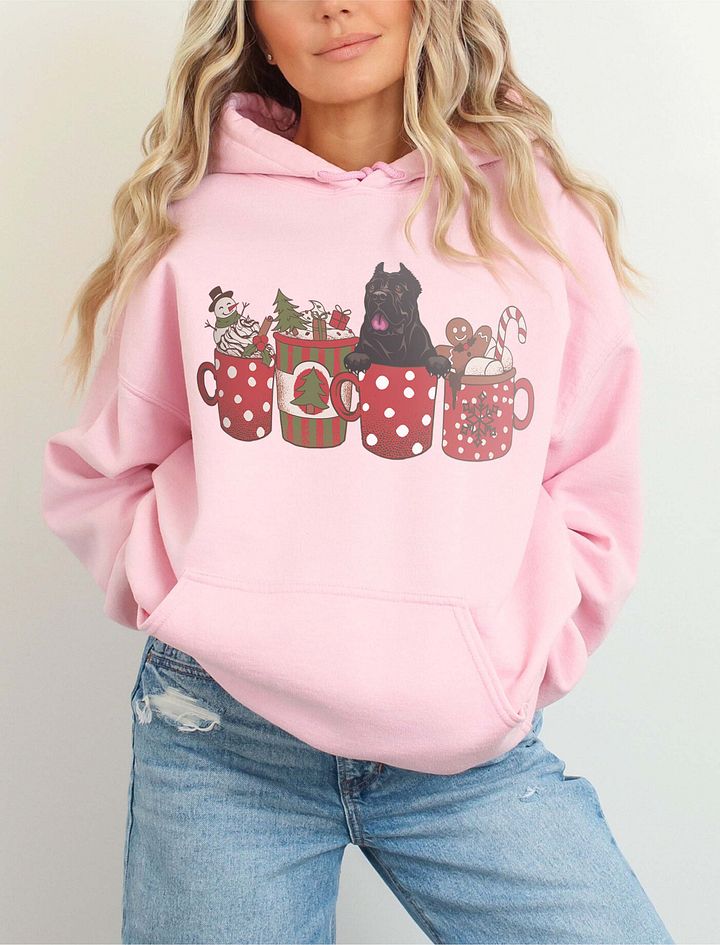 Cute Cane Corso in a Christmas Cup Hooded Sweatshirt | Funny Christmas Pup in a Cup product image (6)