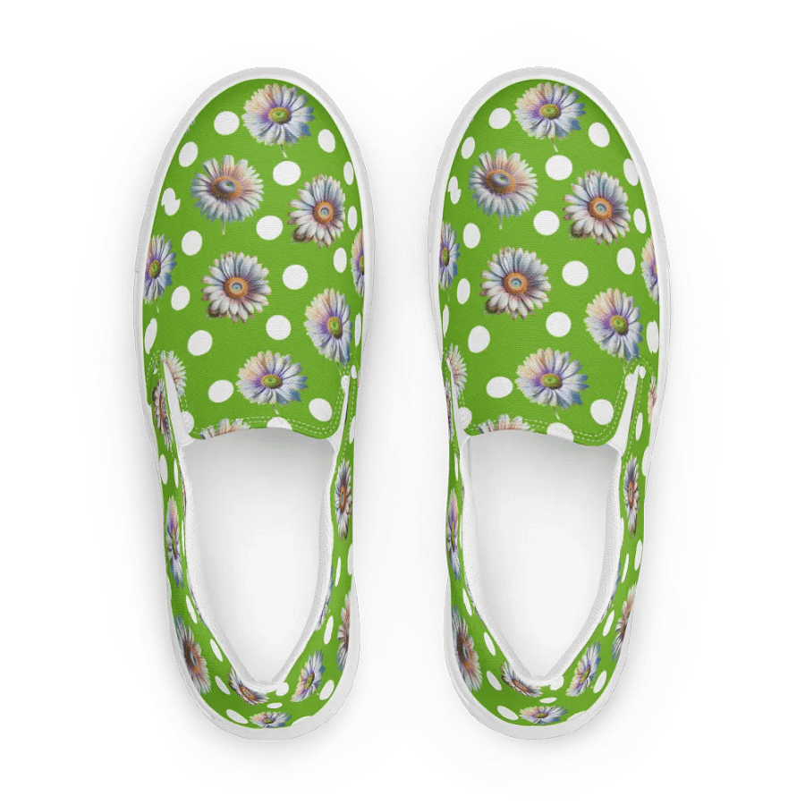 Daisy Dots - Lime Green Slip-on Canvas Shoes product image (4)