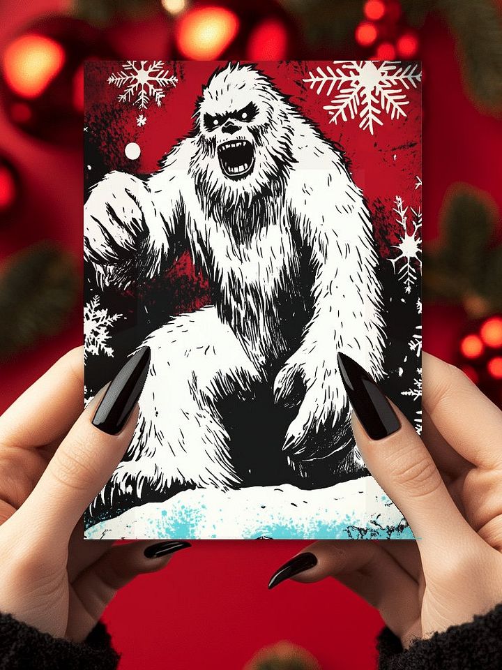 Retro Sasquatch Yeti Christmas Cards Pack of 10 • 5×7 product image (1)