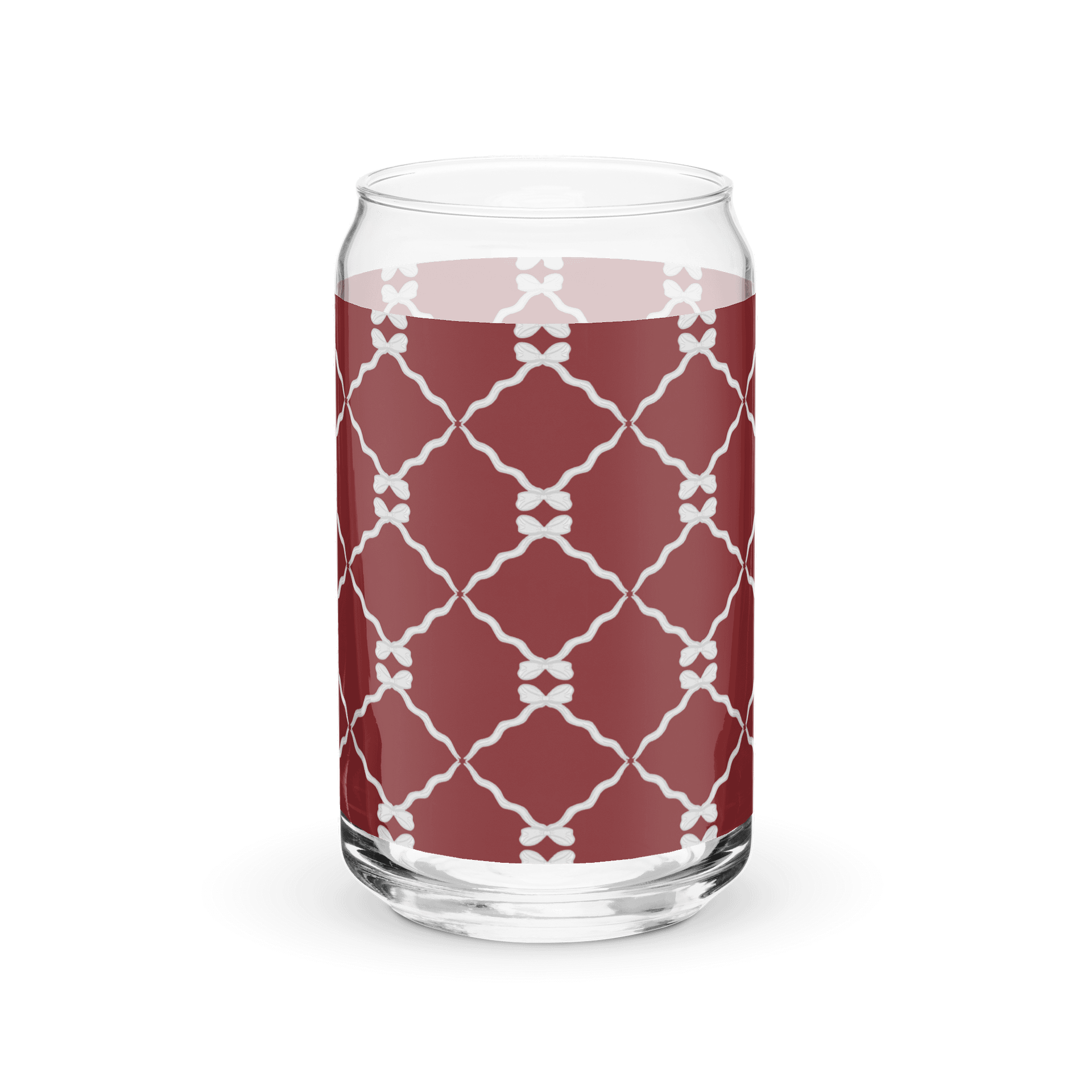 Bows and Ribbon Pattern in Red and White Glass Tumbler product image (2)