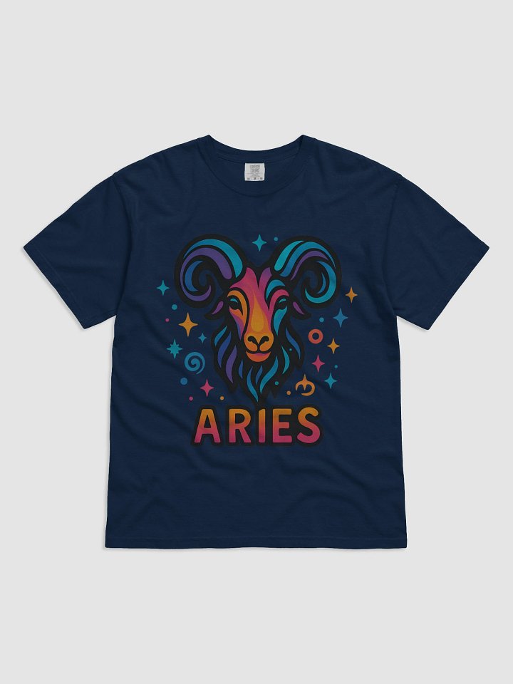 Aries Zodiac Sign T-Shirt – Bold & Fiery Psychedelic Horoscope Design 1 product image (1)