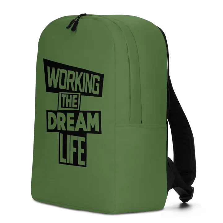 Work the Dream Life – Green Minimalist All-Over Print Backpack for Work, Travel & Everyday Use product image (2)