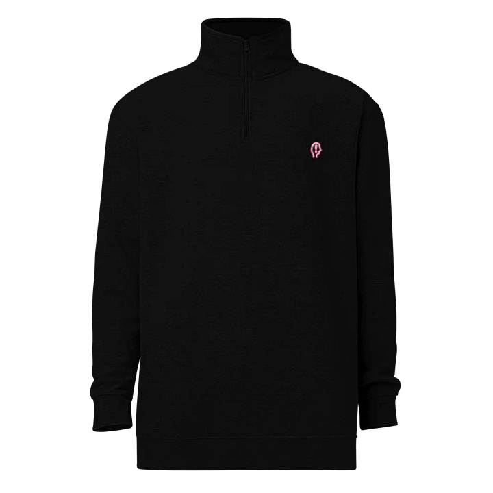 EXCLAIMING MENTALLY (pink + white lined design) embroidered quarter zip product image (2)