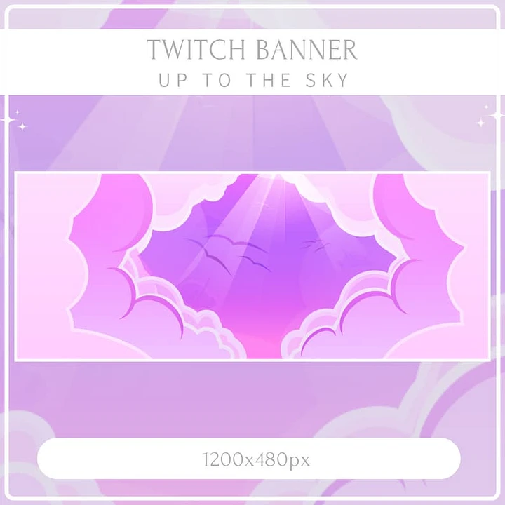 Purple Sky Twitch BANNER, Purple clouds Twitch banner, Twitch cute banner, Twitch pink banner, Twitch banner cozy, twitch aesthetic product image (1)