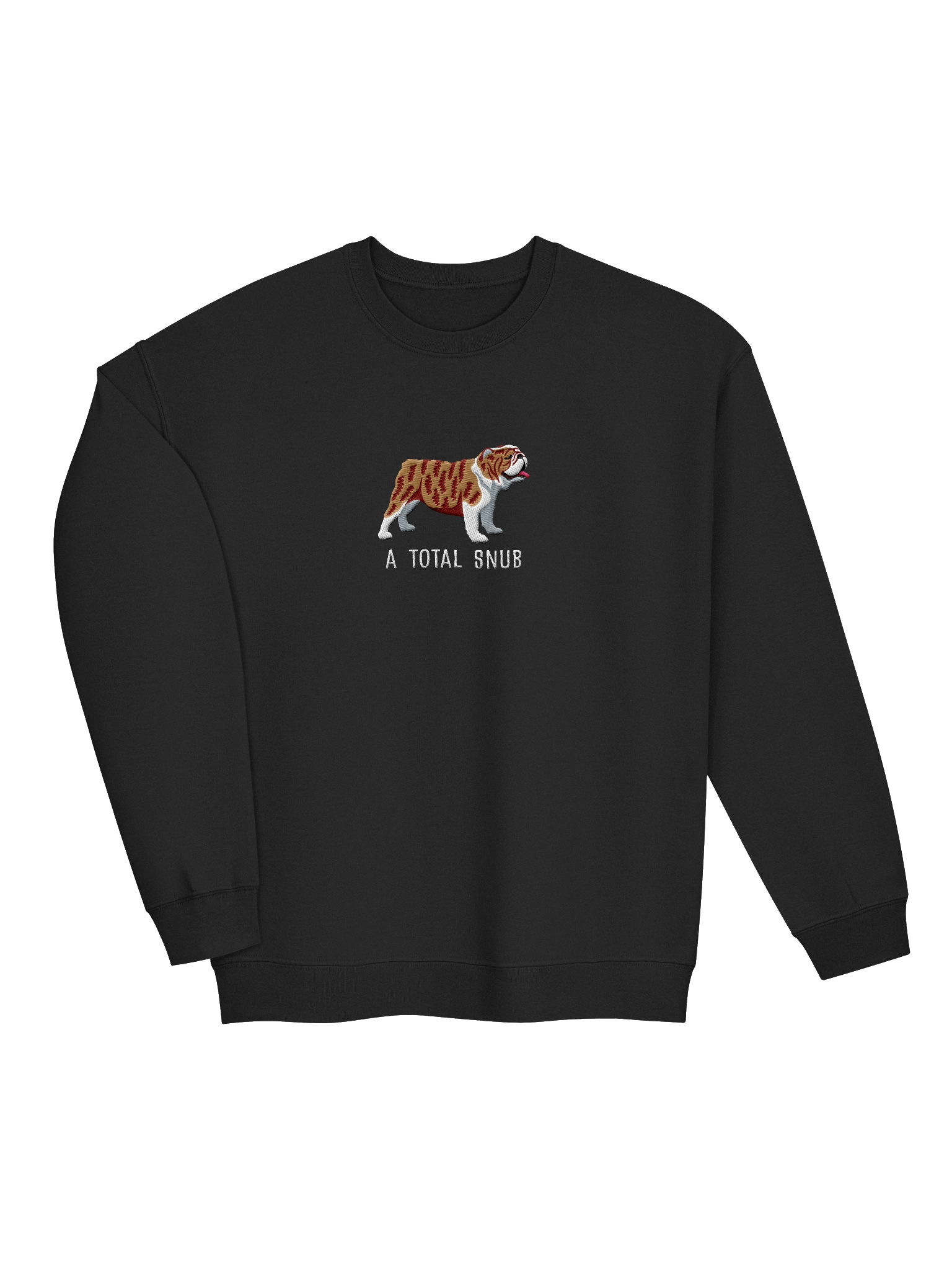 A Total Snub Sweatshirt (Embroidered) of an English Bulldog(Brindle & White) product image (15)