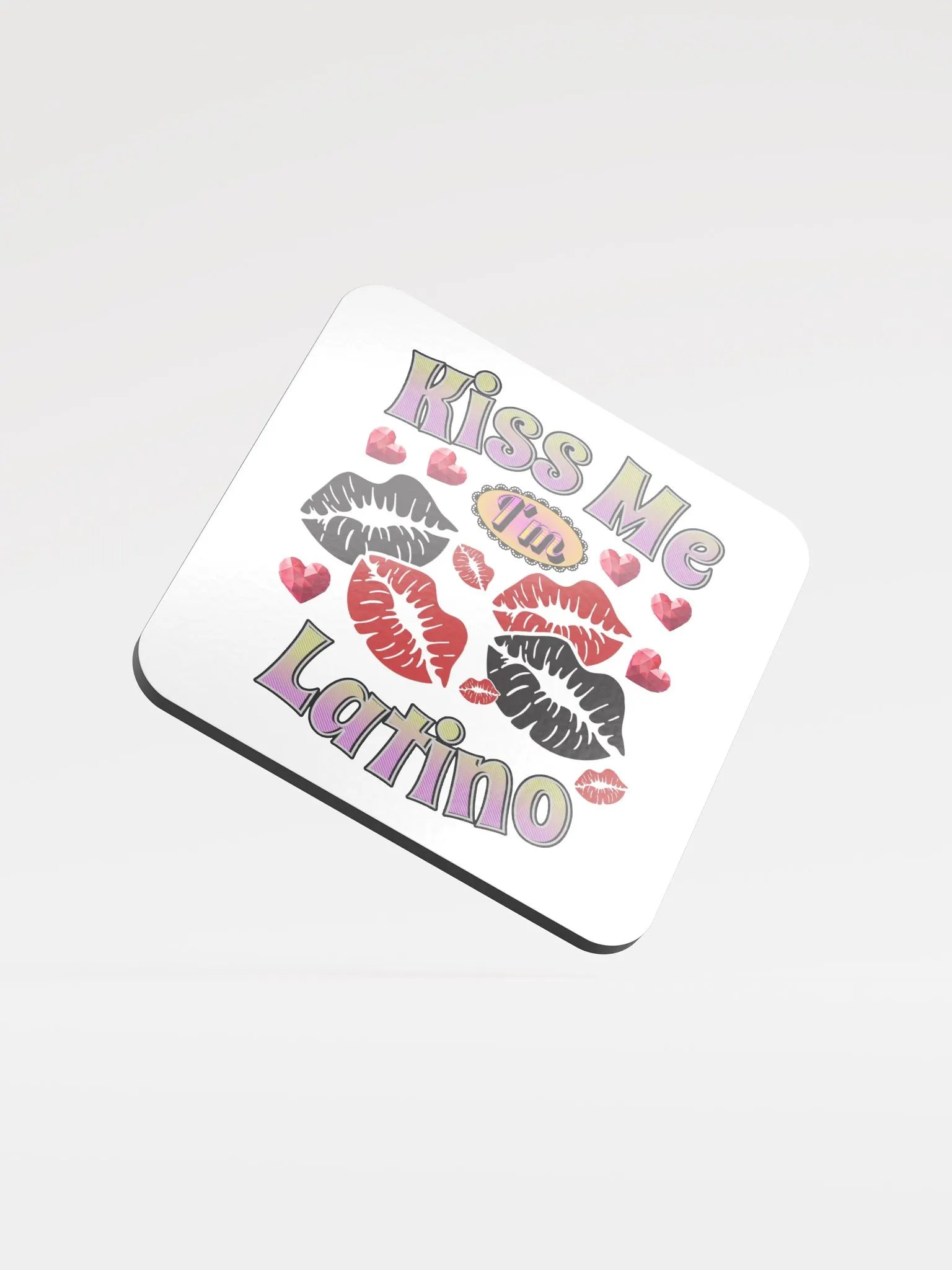 Kiss Me Im Latino Glossed Cork Coaster product image (2)