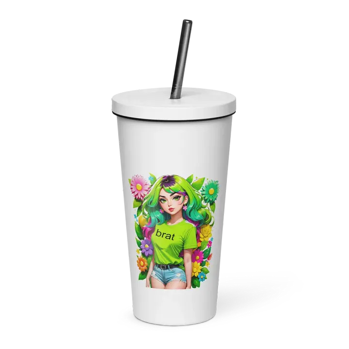 Brat 20 oz Tumbler Cup - White - Insulated Tumbler with a Straw v4 product image (1)