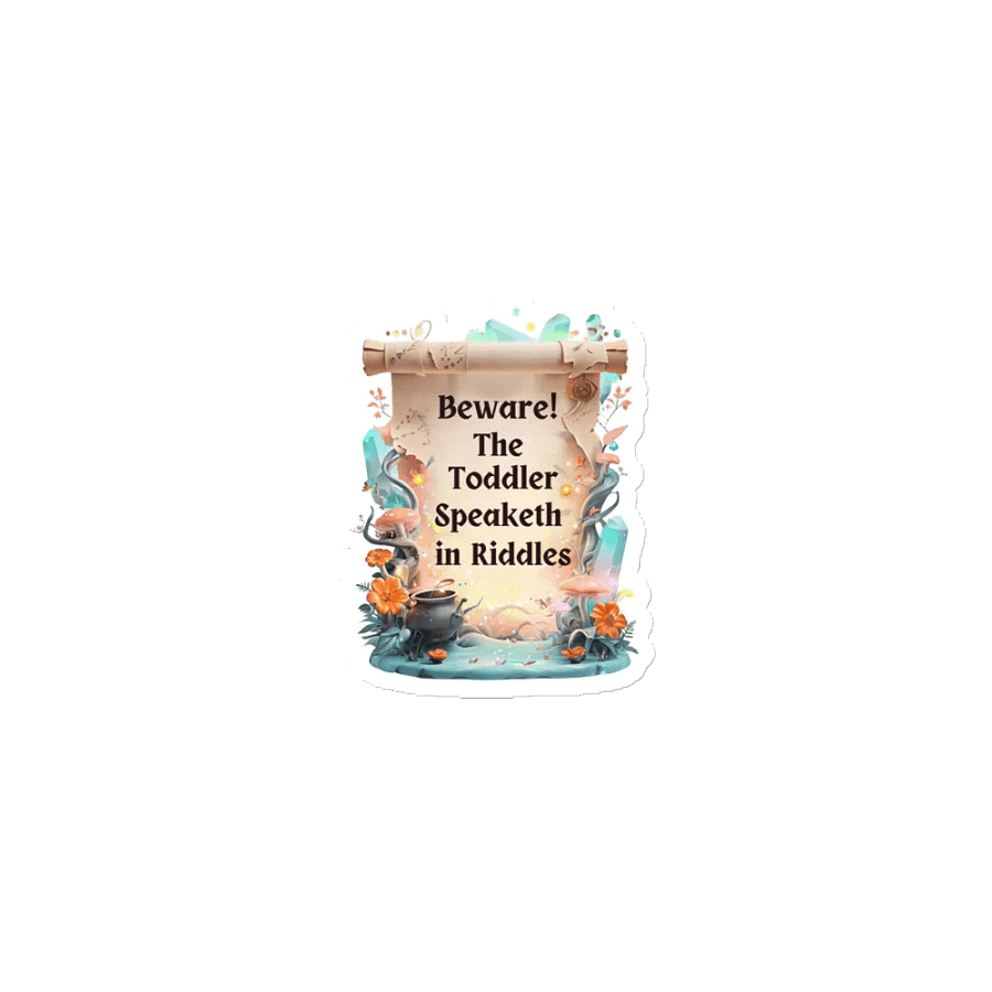 Funny Mom Magnet – ‘Beware! The Toddler Speaketh in Riddles!’ – Fridge Humor for Parents product image (1)