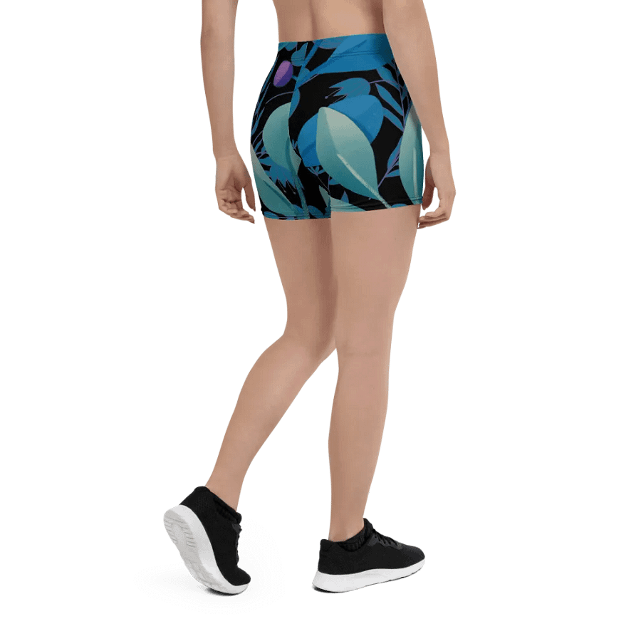 ladies short teal and black leafy desgn product image (11)
