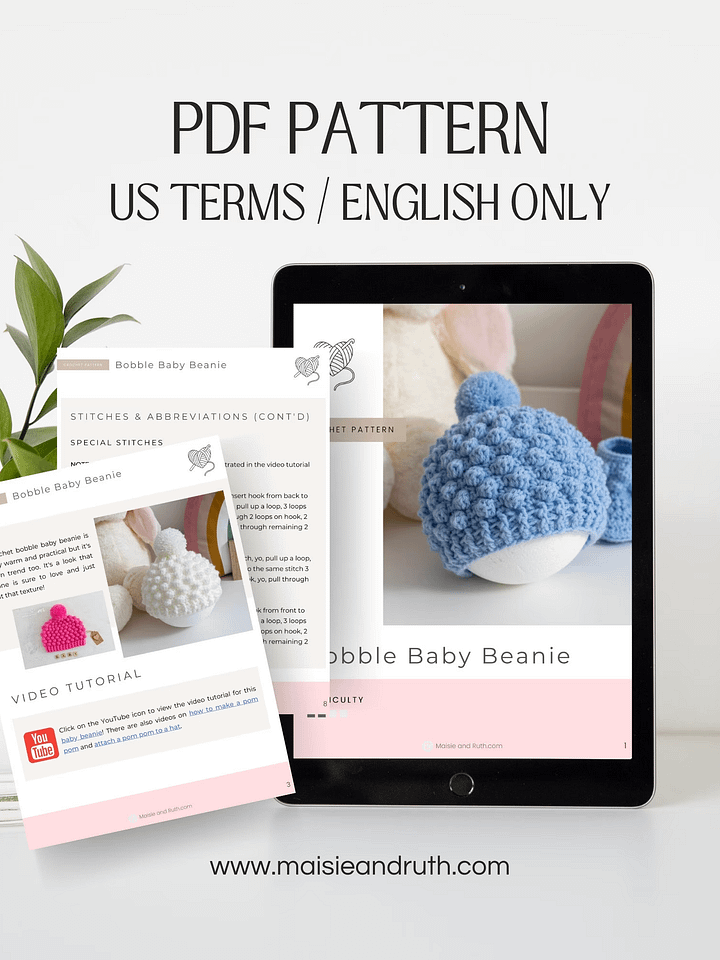 Crochet Pattern: Bobble Baby Beanie product image (2)
