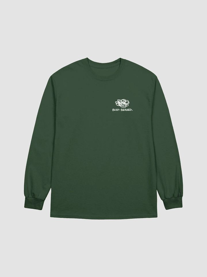 BUSY-BRAINED (sm. white design) printed cotton long sleeve product image (2)