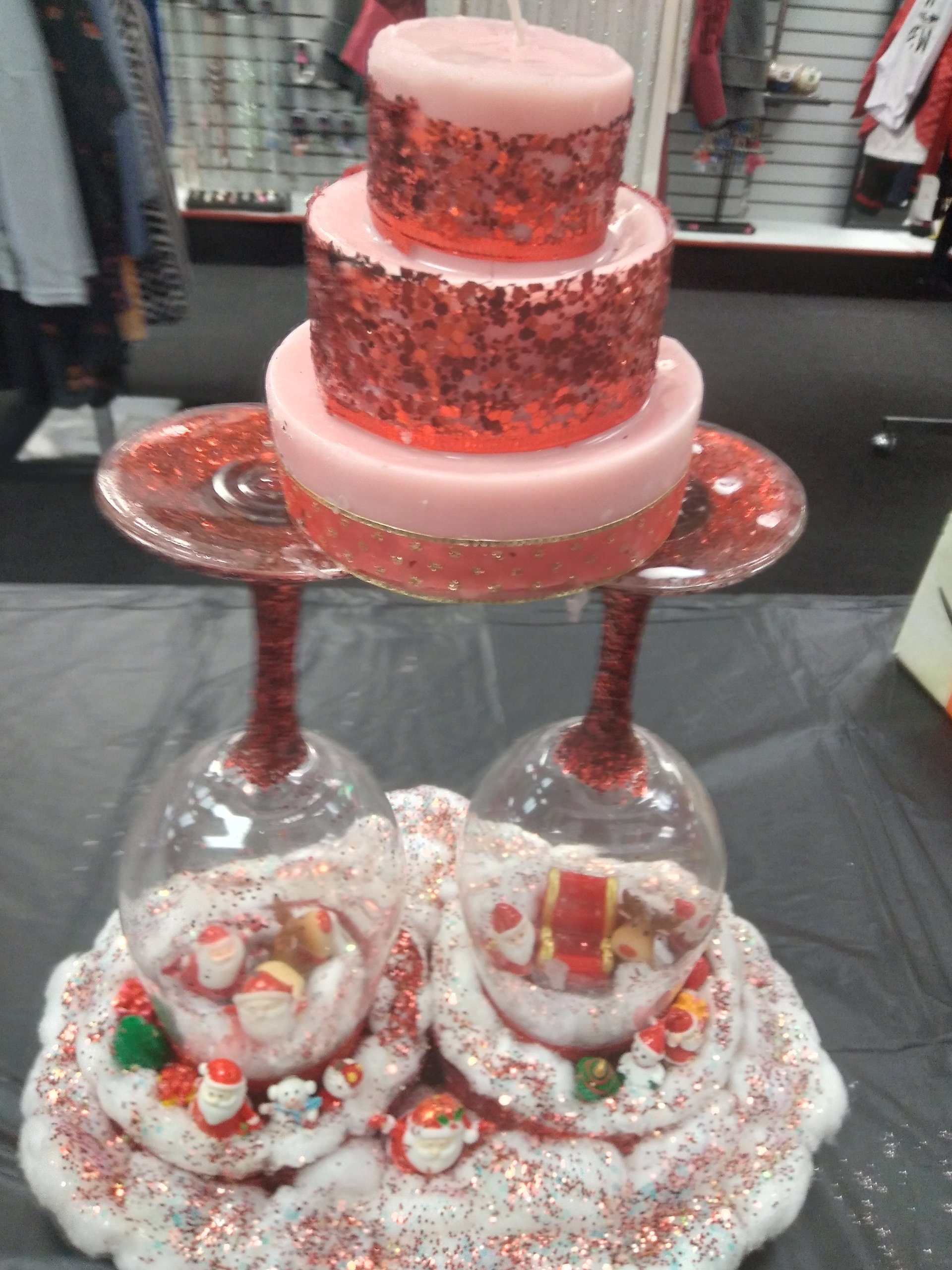 Red Double-Sided Champagne Glass Christmas Candle Holder product image (1)