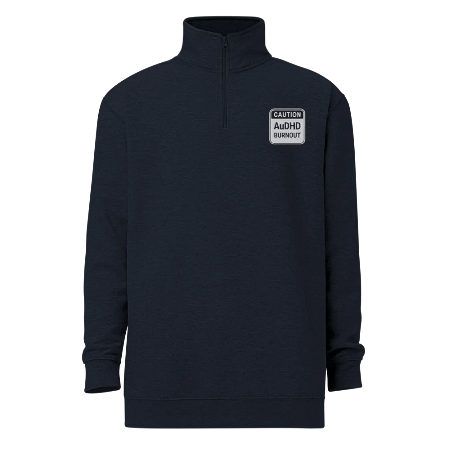 CAUTION: AuDHD BURNOUT (white outline) embroidered quarter zip product image (15)