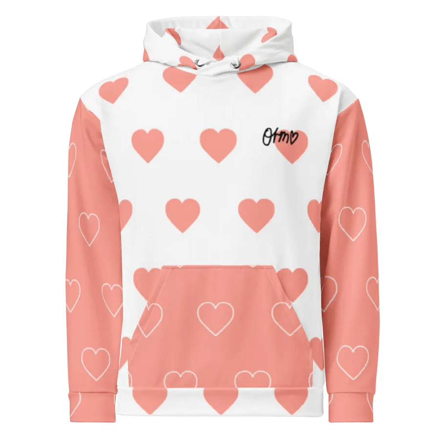 Orm Kornnaphat Heart Design Unisex Hoodie (White & Pink) product image (8)