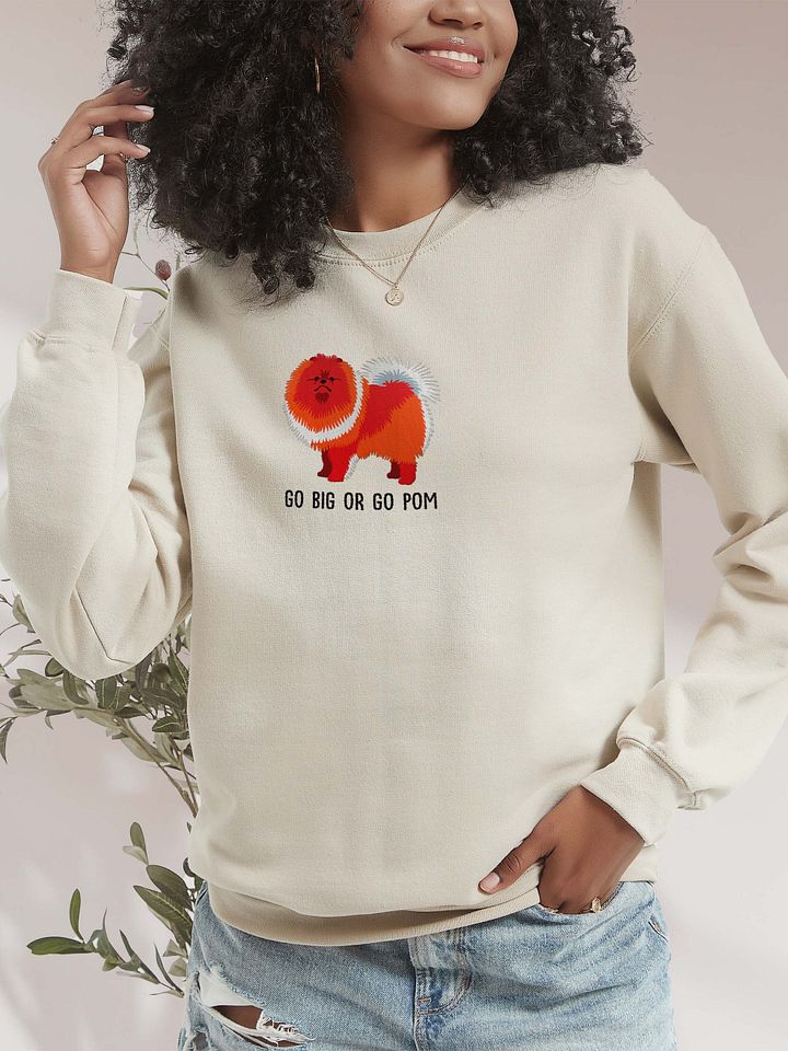 Go Big or Go Pom Sweatshirt (Embroidered) of a Pomeranian(Red) product image (2)