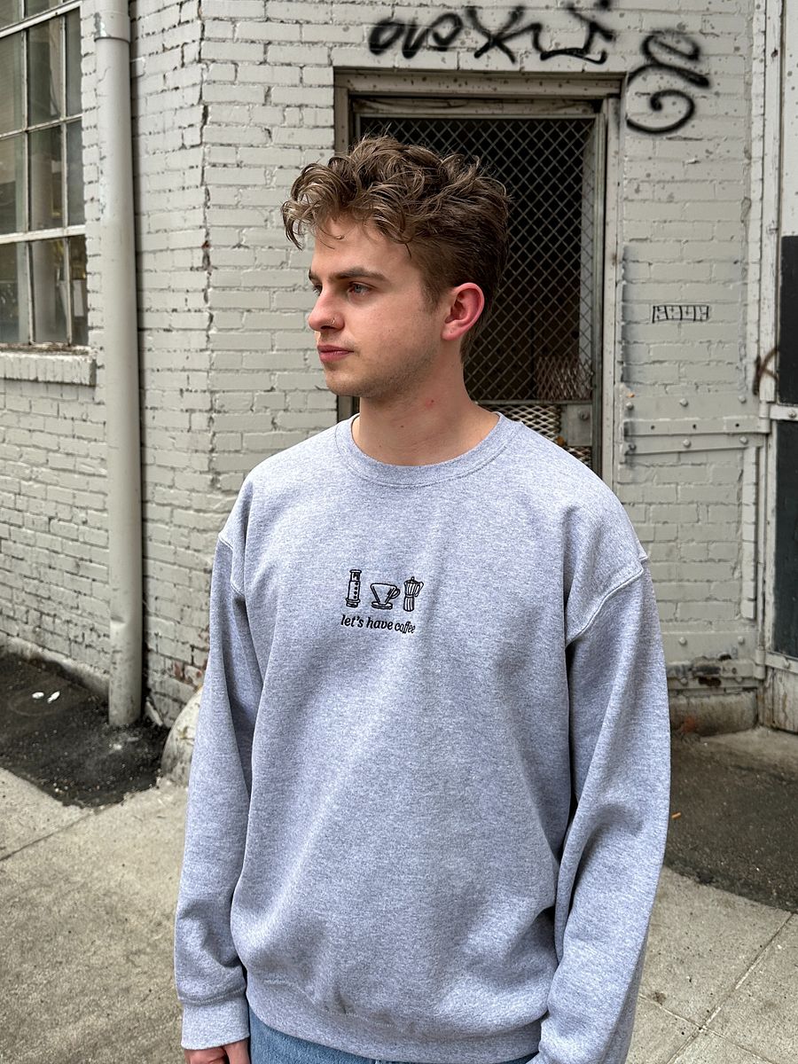 LETS HAVE COFFEE SWEATER (GREY + BLACK) product image (5)