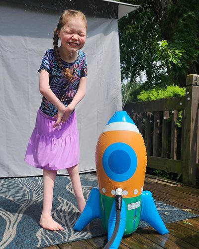 This is the face of #summer2025 🌞 We don't have a pool but we'll find other (inexpensive) ways to cool off. 💦 

Tell us about...