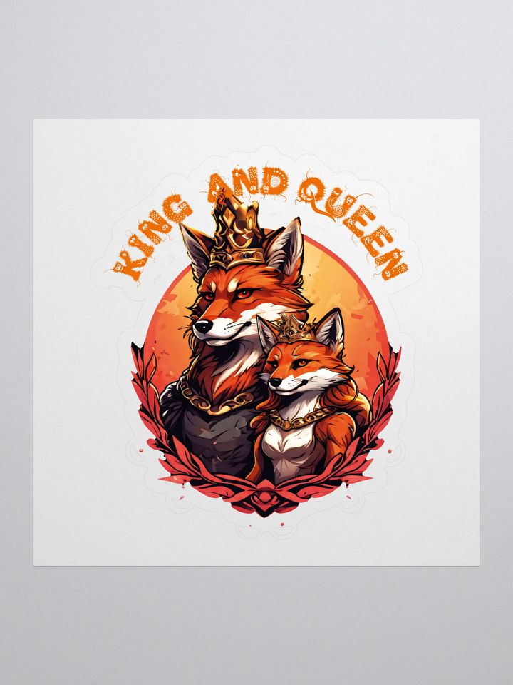 King and Queen Fox Kiss Cut Stickers - Funny and Cool Royal Couple Sticker Set product image (1)