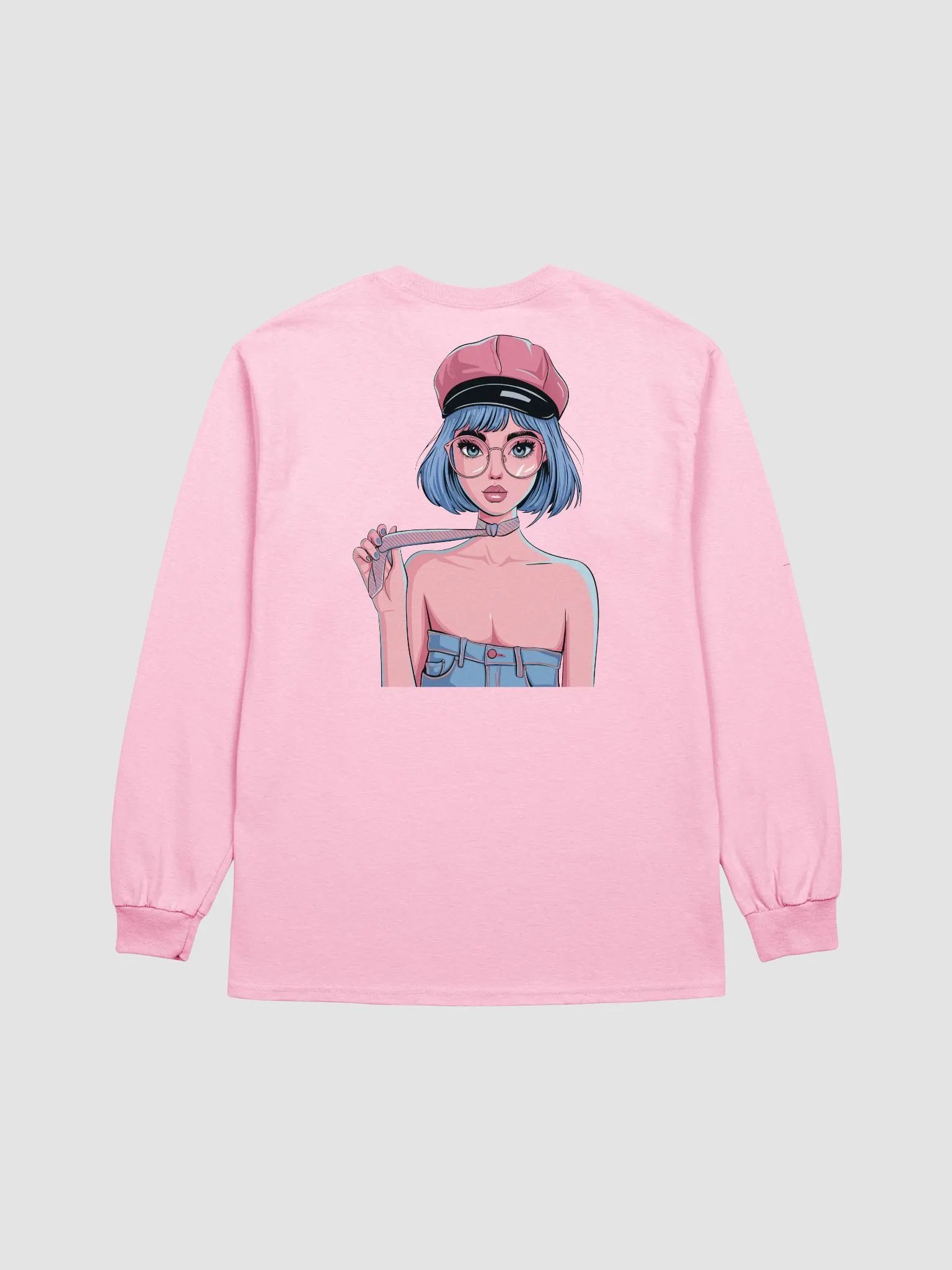 Chic Blue-haired Illustration Long Sleeve Tee product image (3)