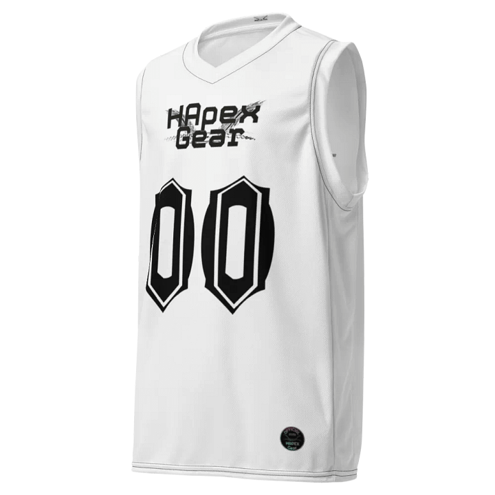 Thee Dare Dieter - White - Recycled Unisex Basketball Jersey - Black HApex Gear Black Logo product image (1)