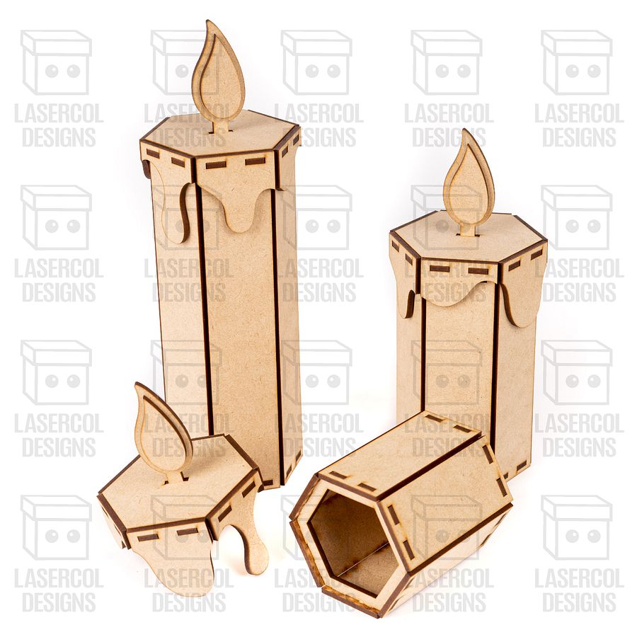 Christmas Candle Shaped Box (Three Sizes) - Laser Cut Files product image (8)
