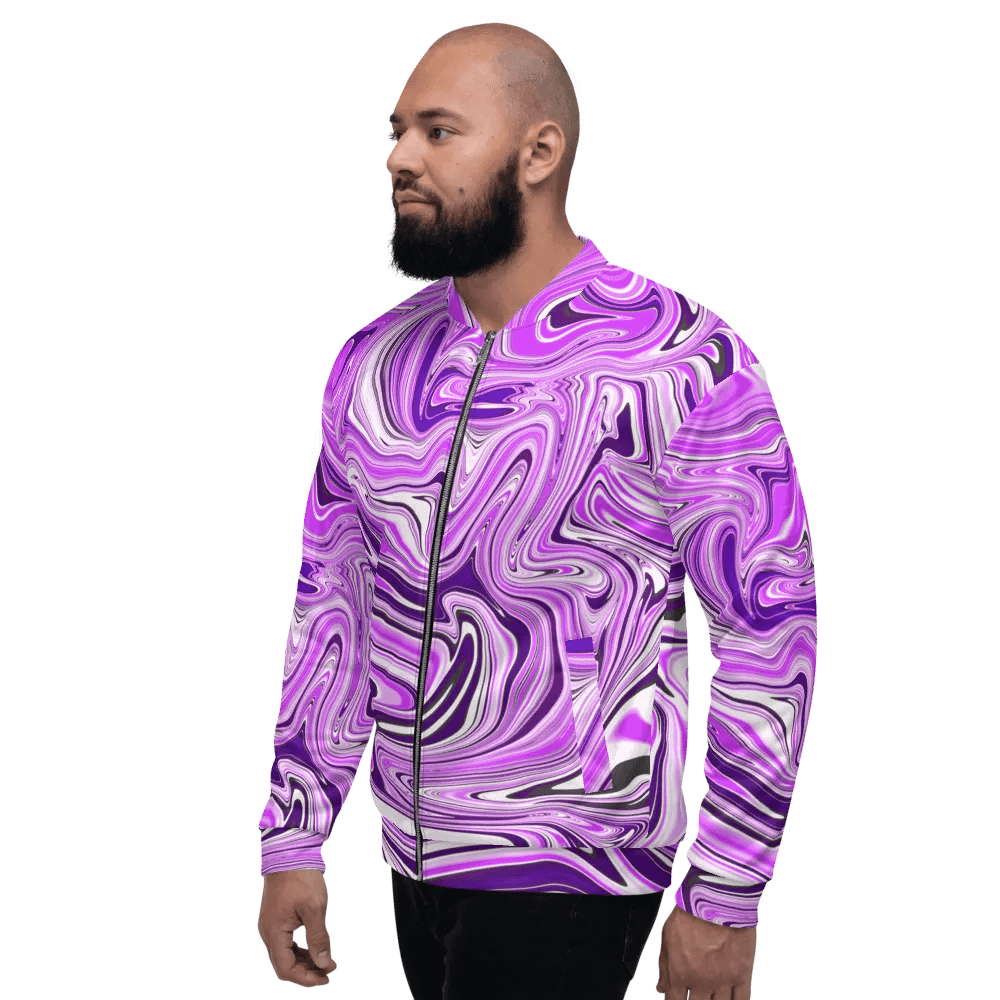 Unisex Bomber Jacket - Purple Digital Fluid Art product image (2)