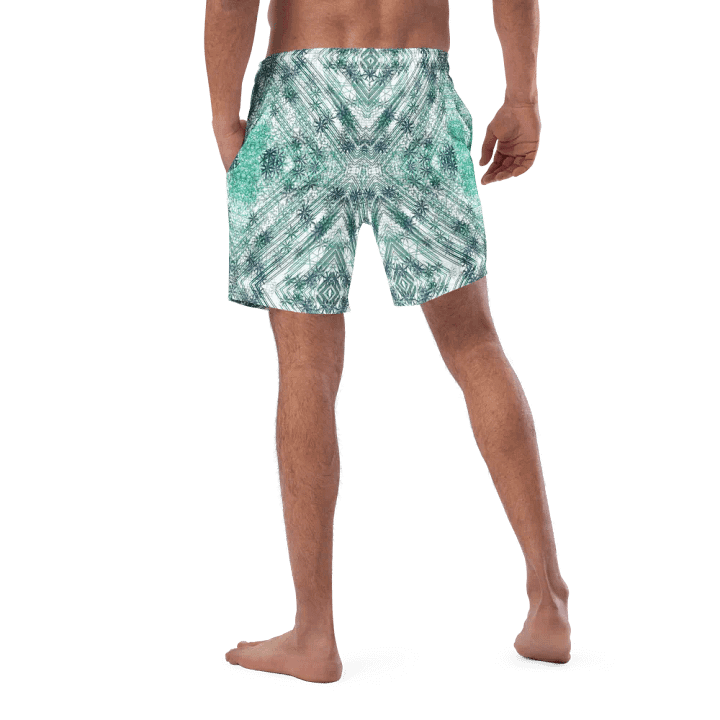 Shades Of Green Geometric Pattern Mens Swim Shorts product image (2)