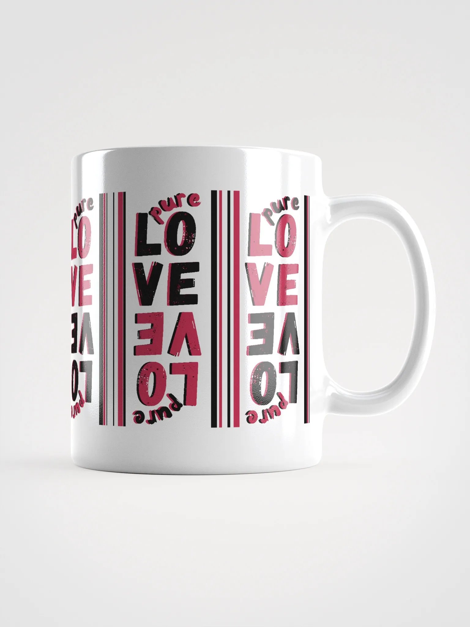 Pure LOVE dual Color Stripes in Black-Magenta - white glossy Mug product image (1)