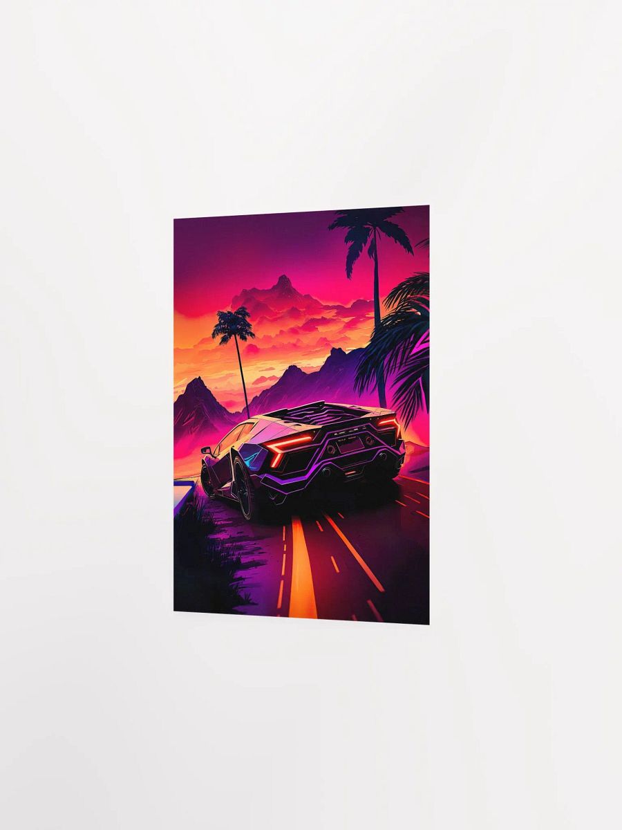 Synthwave aesthetic sport car Lamborghini with palms [synthwave/vaporwave/cyberpunk] — aesthetic art print product image (7)