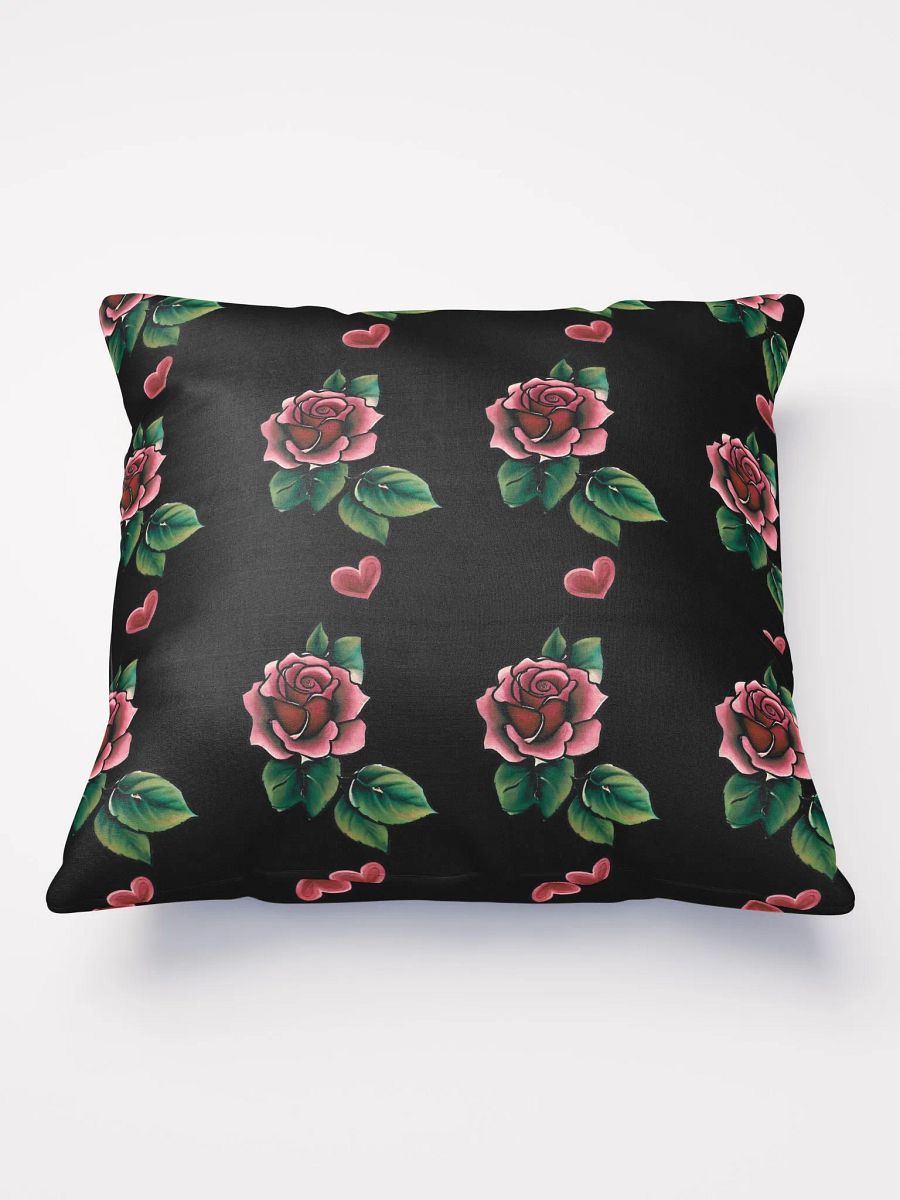 Red and Black Tattooed Roses and Hearts Pillow product image (1)