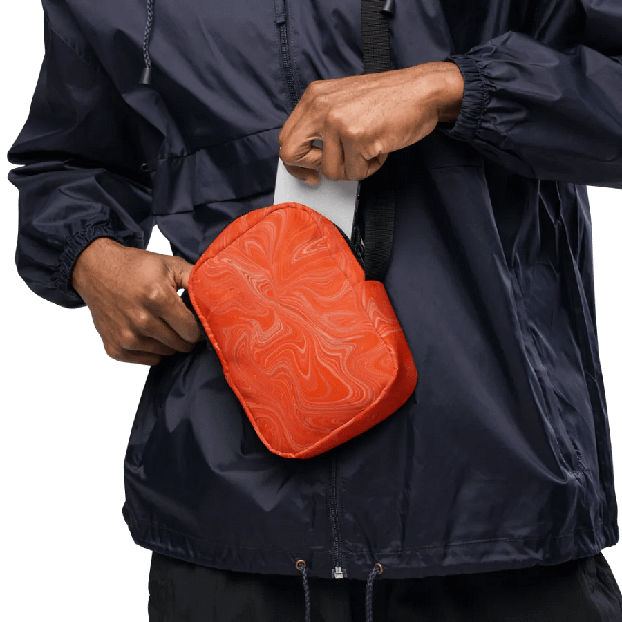 Utility Crossbody Bag - Orange Brown Fluid Swirls product image (12)