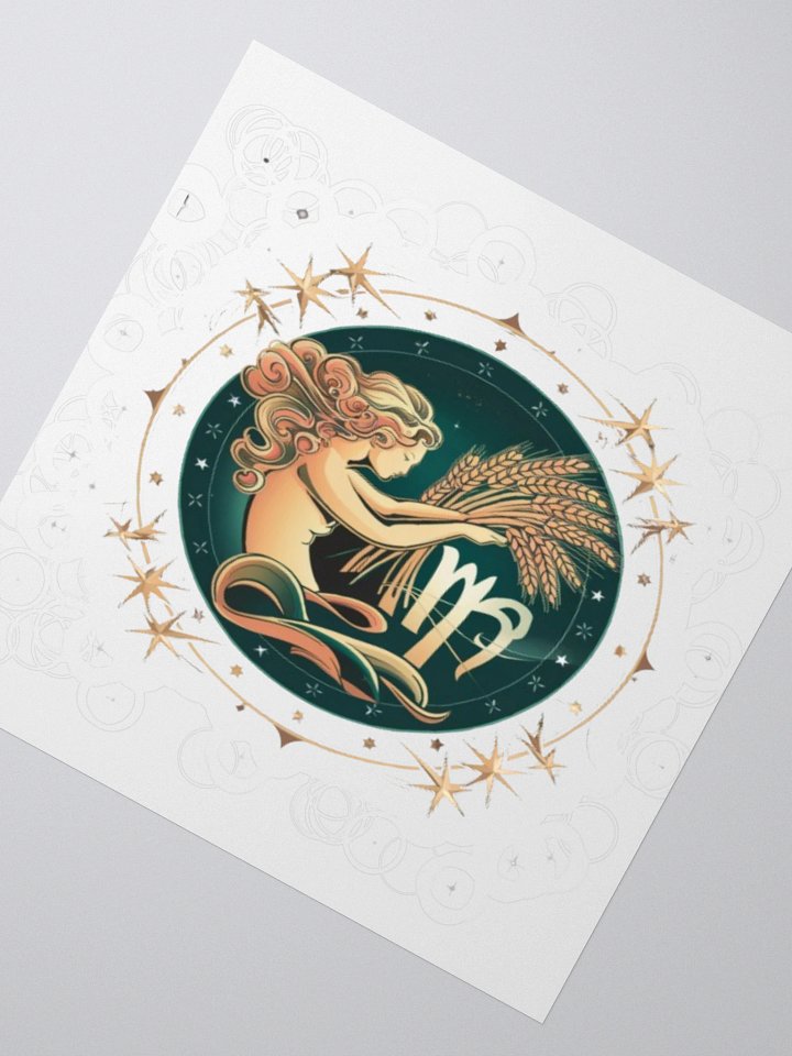 Virgo Zodiac Sticker - Maiden with Wheat & Floral - Durable Vinyl product image (5)