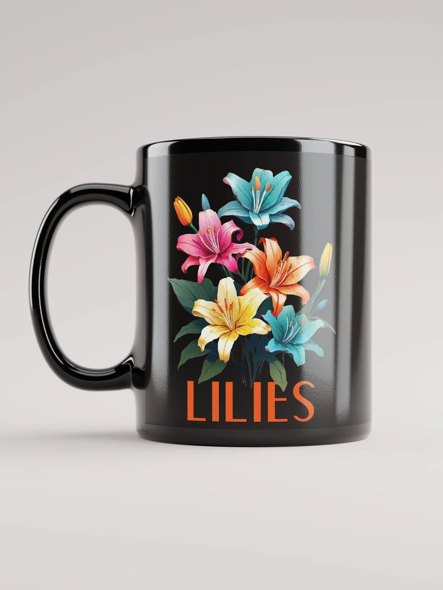 Floral Graphic | Black Coffee Mug | Lilies product image (1)