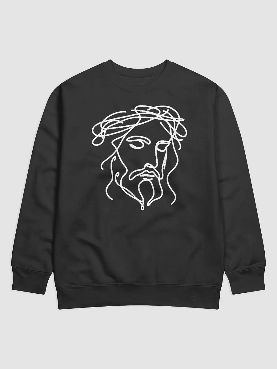 Jesus White Line Art - Faith-Inspired Classic Crewneck Sweatshirt product image (2)